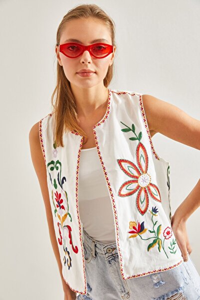 Hiccup Padded vest with embroidered details Bianco Lucci