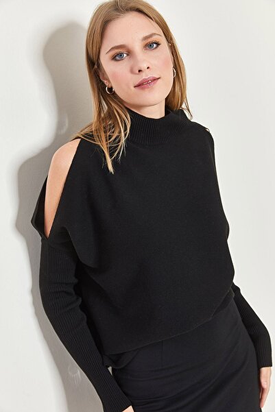 Hiccup Bianco Lucci high-neck knitted sweater with cut-out shoulders