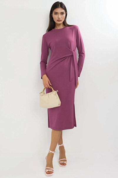 Hiccup Modal Textured Slit Dress Berşan Collection