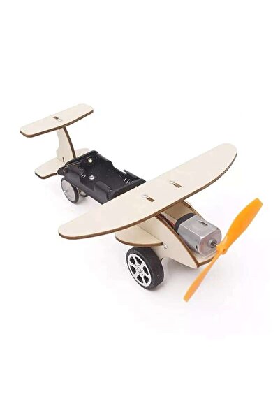 TeTea Jucarie Educationala Tetea, Kit lemn STEM, avion cu aripi duble si elice