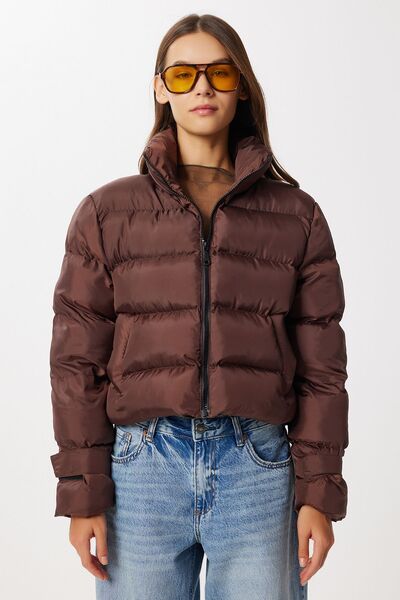 Hiccup ISTANBUL Short textured coat with puffer jacket and zip collar