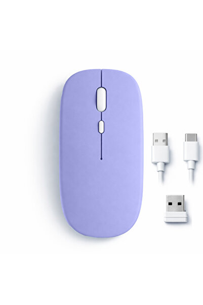 Sneezy Mac iPad PC Tablet Uyumlu Mouse Şarjlı Batarya Sessiz Tıklama USB Dong...