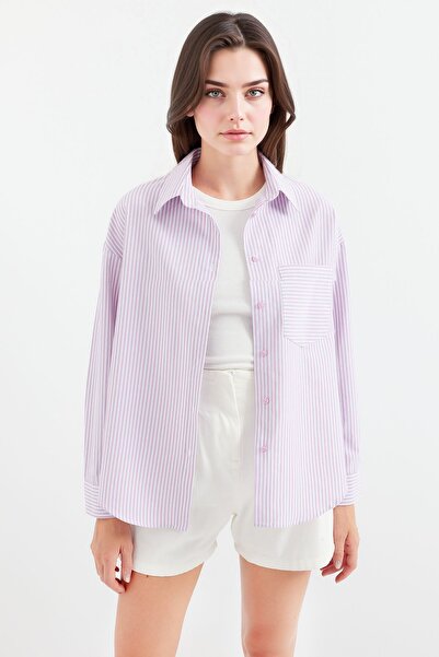 Hiccup Πουκάμισο BDART με λεπτομέρεια τσέπης, φαρδιά κοπή, ριγέ ποπλίνα