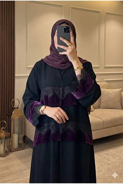 ALJORY عباية من الكريب والمخمل 4001