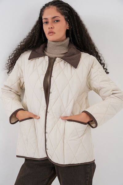 Hiccup Bdart Collar Detailed Textured Puffer Jacket