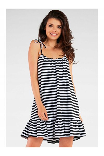 Awama Sukienka M251 - paski czarne - S/M