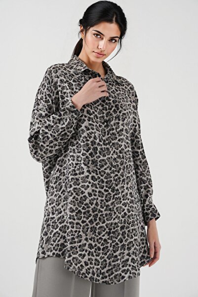 Hiccup Πουκάμισο με μακρυμάνικο κουμπωτό πουκάμισο με σχέδιο λεοπάρ BDART