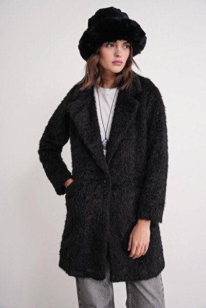Hiccup Mixray long coat with texture and jacket collar