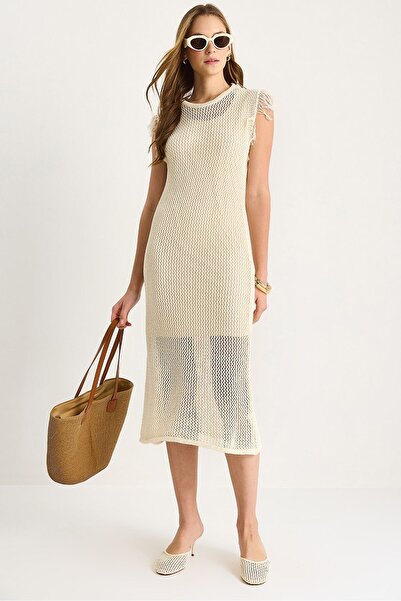 Hiccup Textured midi dress with ruffles