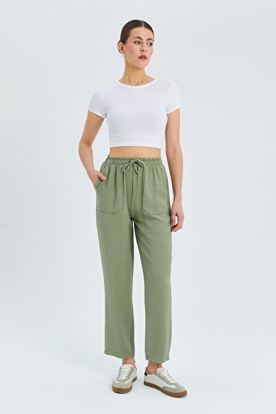 Hiccup Mixray high-waisted carrot-cut trousers with drawstring waist