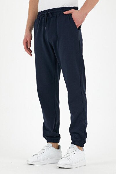 mmetalic Navy Blue Men's Sweatpants with Labels, Back and Side Pockets, Regul...