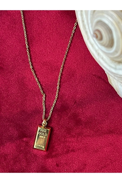 staınless steel Külçe Altın Model Altın Renk Kadın Kolye