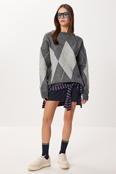 Hiccup ISTANBUL Oversized Sweater With Argyle Pattern