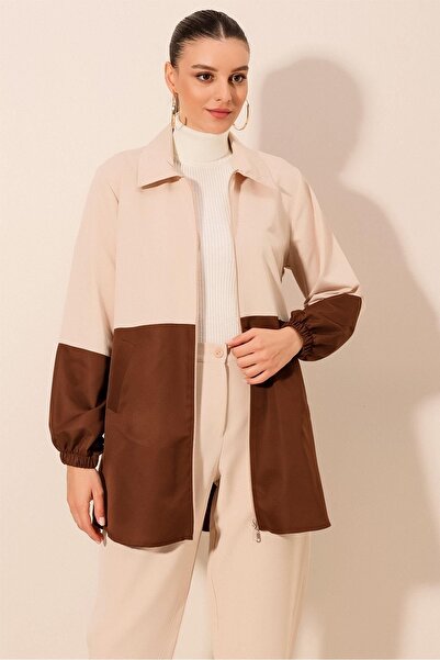 Hiccup BDART color-block zip-up trench coat