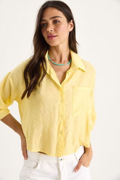 Hiccup Cămașă Bianco Lucci cu mânecă jumătate și un singur buzunar