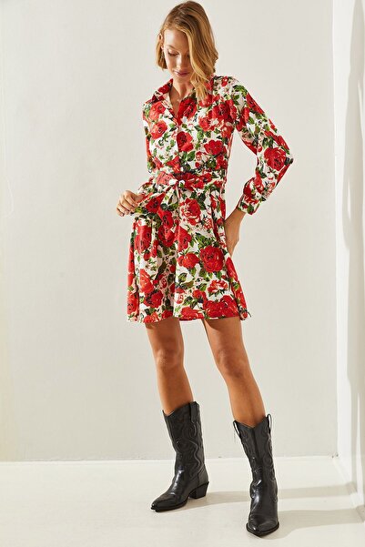 Hiccup Bianco Lucci floral Printed shirt collar mini dress
