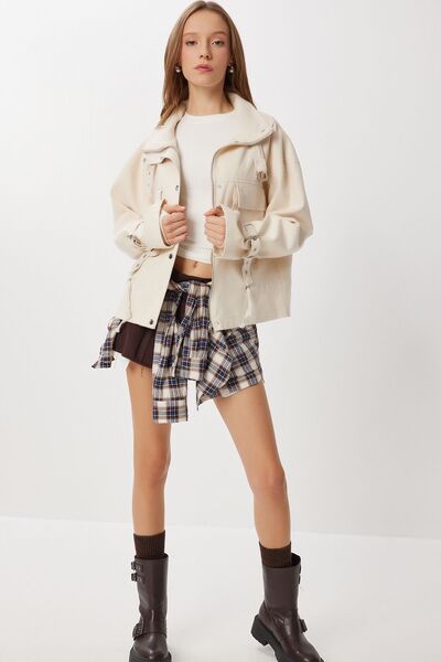 Hiccup ISTANBUL Gabardine Jacket with Zipper and Belt