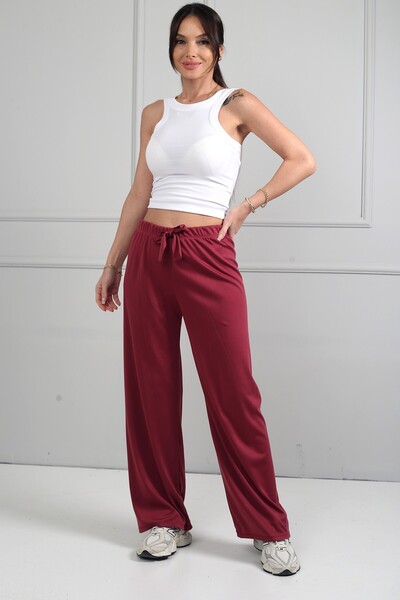 By Saygı Women's Elastic Waist Palazzo Pants