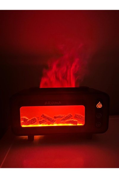 MUS10 Retro Şömine Görünüm Buhar Makinesi Nemlendirici 7 Renkli Led Aroma Terapi Difüzör 200 Ml 11x21cm