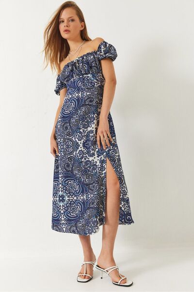 Hiccup Rochie midi cu imprimeu și decupaj la gât Bianco Lucci