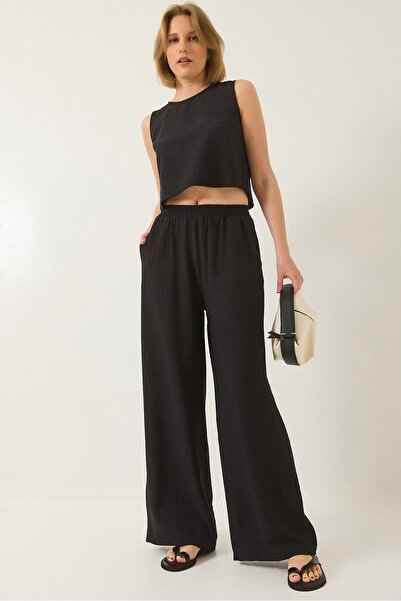 Hiccup Set de vară Bianco Lucci din două piese cu vestă cu noduri și pantalon...