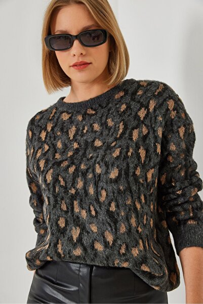 Hiccup Bianco Lucci round neck knitted sweater with pattern