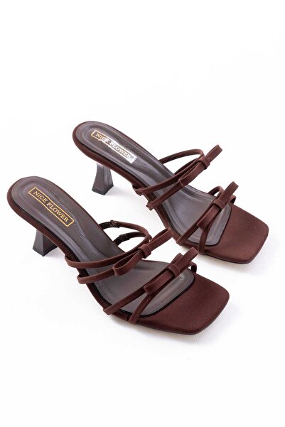 NiceDiffer Papuci și sandale de damă cu fundă și toc de 6 cm