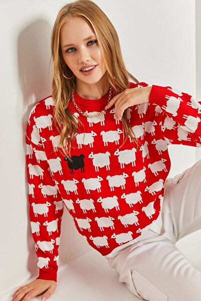 Hiccup Round-neck sweater with LUCCI print, chunky knit