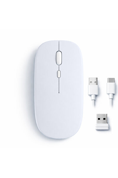 Sneezy Mac iPad PC Tablet Uyumlu Mouse Şarjlı Batarya Sessiz Tıklama USB Dong...