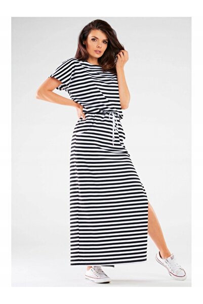 Awama Sukienka M253 - Black Stripes - XL