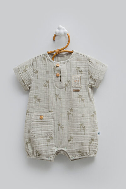 Caramell Front Buttoned Short Sleeve Baby Romper