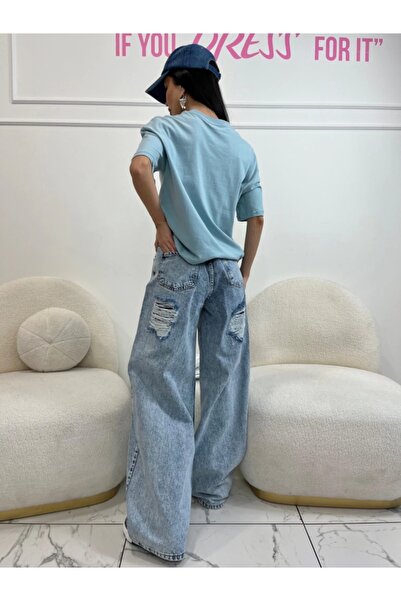 ADAMODA.RO Wide-leg jeans with rips on the back