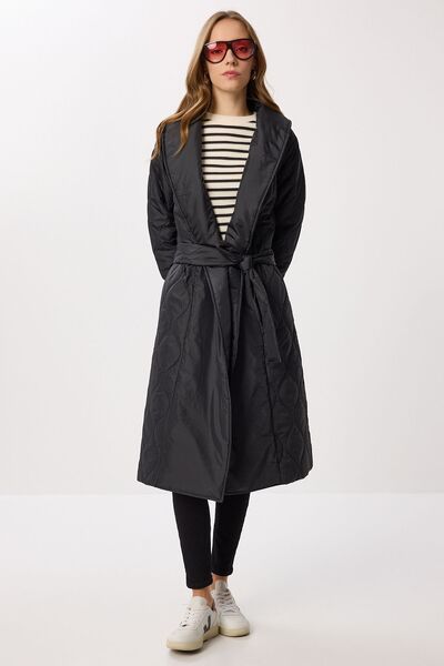Hiccup ISTANBUL Long textured trench coat with belt