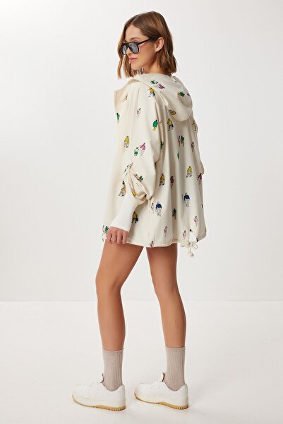 Hiccup Cotton hooded Hooded -up jacket with ISTANBUL pattern