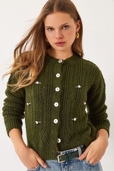 Hiccup Knitted cardigan with Printed Bianco Lucci