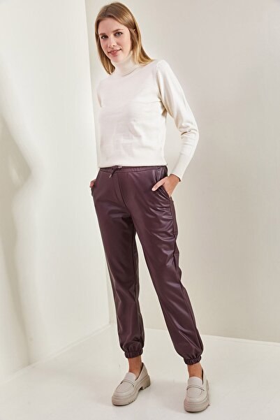 Hiccup Bianco Lucci leather pants with elastic waist and cuffs