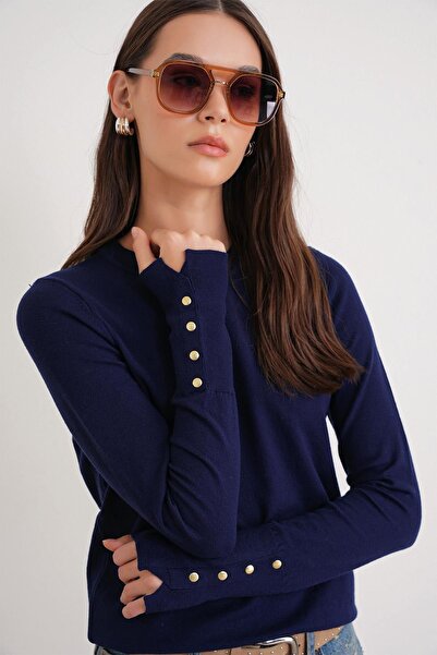 Hiccup Mixray round neck knitted sweater, Slim Fit