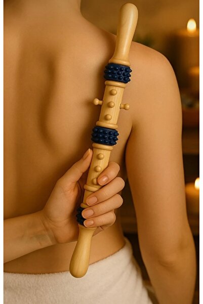 ELİTEVOOD Ahşap Rulolu Manuel Masaj Aleti – Selülit Karşıtı, Kas Gevşetici, B...