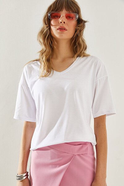 Hiccup LUCCI V-Neck Skurto Manšengo T-Shirt