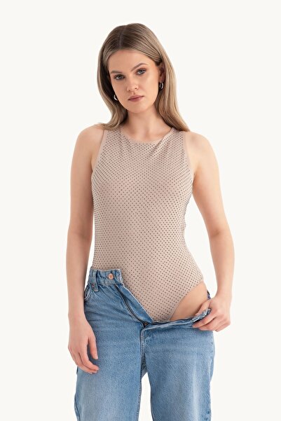 Hiccup Body fără mâneci, cu decolteu rotund și decorațiuni cu pietre