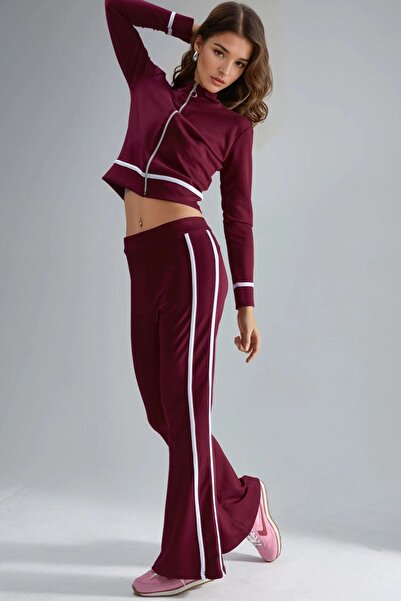 Hiccup Two-Piece Set With Modal Zipper Hoodie And Flared Pants Bersan Collection