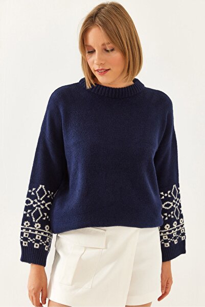 Hiccup Bianco Lucci sweater with patterned sleeves