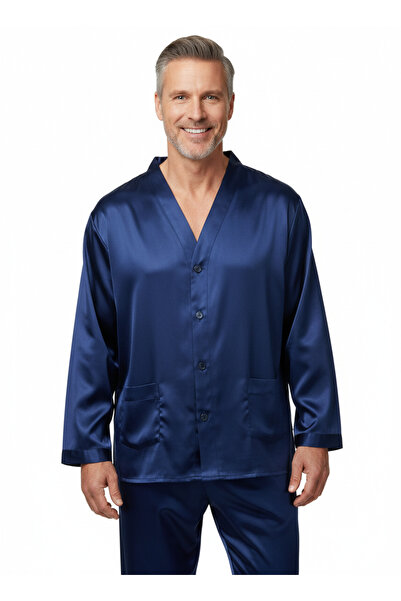 Oppland Ανδρικό Σετ Πιτζάμες από Σατέν Ύφασμα Πολυτελές Μοντέλο με Τσέπες Άνε...