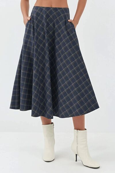 Hiccup A-line checked maxi skirt