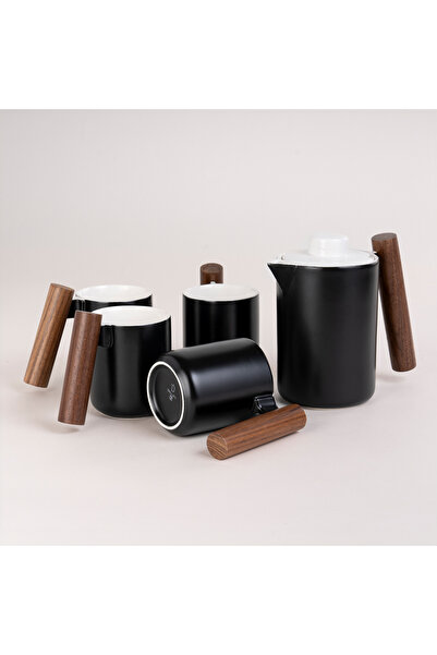 Dallaty Black wood and porcelain English tea set 5 pcs