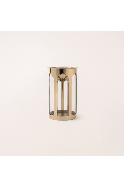 homez مبخرة عود من مجموعة قورب، مصنوعة من الزجاج والمعدن الذهبي، أبعادها 16.5...