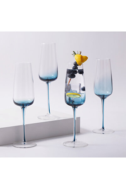 LA MESA 4Pcs Glass Tumbler Set, Blue 230Ml