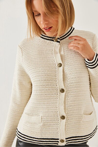 Hiccup Knitted cardigan with pockets and buttons Bianco Lucci