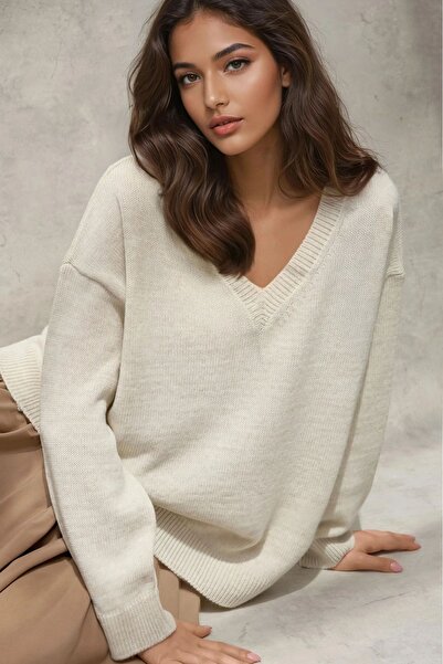 Hiccup Pulover gros tricotat cu decolteu în V