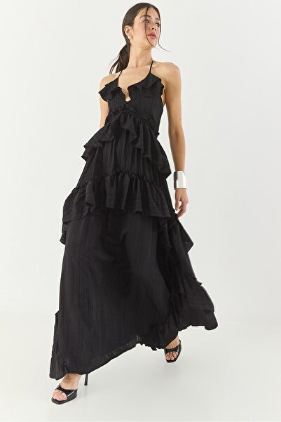 Hiccup Rochie lungă cu bretele și model elenistic cu guler halter Premium Bia...